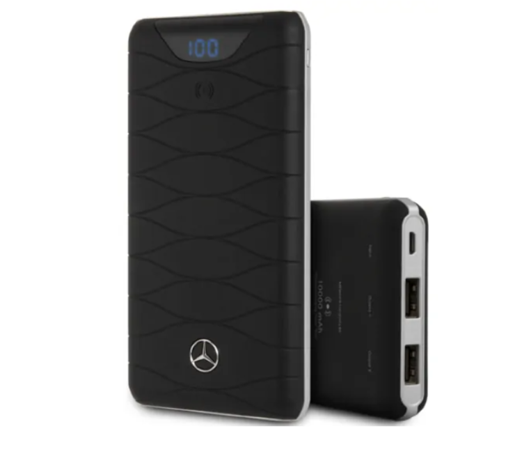 Портативный аккумулятор Mercedes Wireless LED 2 USB 10000 мАч, Black (MEWCPB10KWHCLBK)