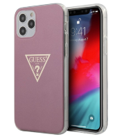 Чехол-накладка для iPhone 12 Pro Max (6.7) Guess Metallc effect Triangle logo Hard PC/TPU, Pink (GUHCP12LPCUMPTPI)