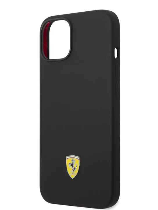 Чехол для iPhone 14 Ferrari Liquid silicone with metal logo Hard MagSafe Black (FEHMSIP14SBK)