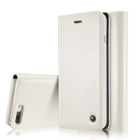 Кожаный чехол книжка для iPhone 8 Plus / 7 Plus CaseMe Business Style с подставкой и кармашком для карт (White)