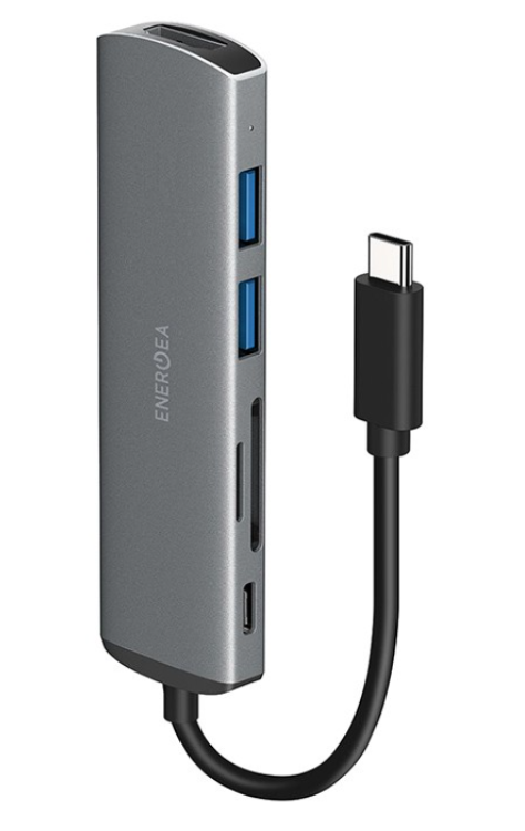 Переходник EnergEA AluHUB HD 6-in-1 Superspeed Aluminium USB-C 3.1, Gunmetal (HUB-AHHD-GUN)