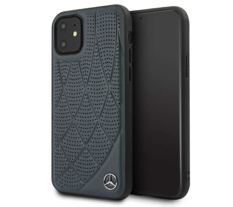 Кожаный чехол-накладка для iPhone 11 Mercedes Bow Quilted/perforated Hard Leather, Blue (MEHCN61DIQNA)