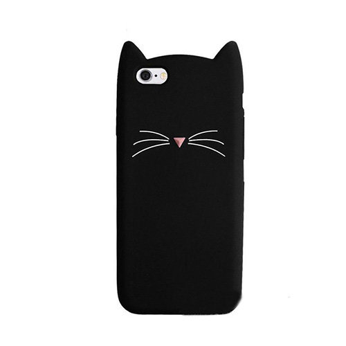 3D чехол с ушками для iPhone 6 / 6S котенок с усами (Black)