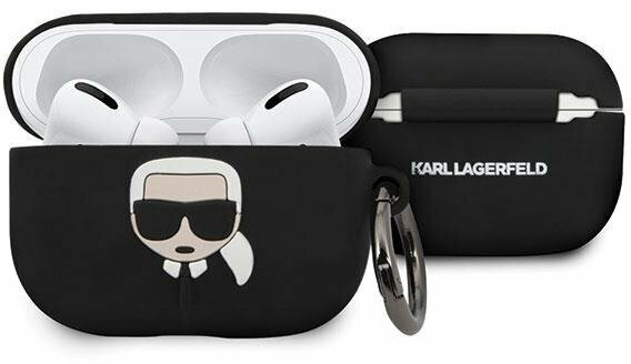 Силиконовый чехол Karl Lagerfeld Karl Silicone Case с кольцом для Airpods Pro, Black (KLACAPSILGLBK)