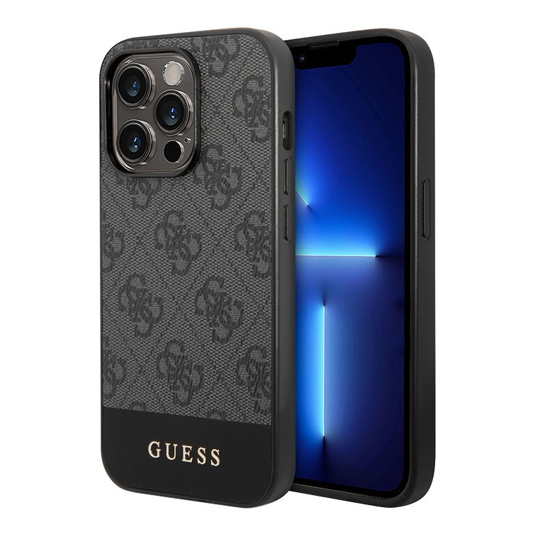 Чехол для iPhone 14 Pro Guess PC/TPU 4G Stripe w Metal logo Hard Grey (GUHCP14LG4GLGR)