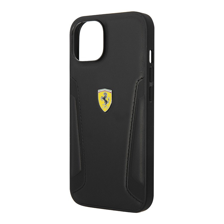 Кожаный чехол для iPhone 14 Plus Ferrari Stamped sides Hard MagSafe Black (FEHMP14MRBUK)