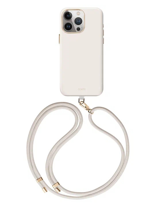 Чехол для iPhone 15 Pro Uniq COEHL CREME Liquid silicone with Strap с MagSafe Ivory