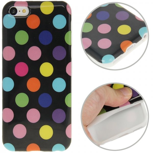 Чехол накладка Dot TPU Case для iPhone 5C (черный с разноцветным)