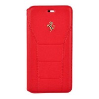 Кожаный чехол книжка Ferrari для iPhone 7 Plus / 7+ / 8 Plus / 8+ 488 (Gold) Booktype Leather Red, FESEGFLBKP7LRE