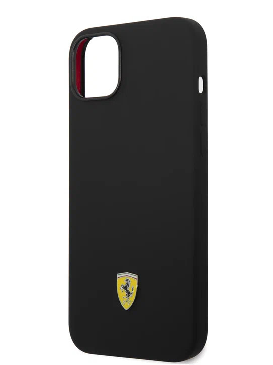 Чехол для iPhone 14 Plus Ferrari Liquid silicone with metal logo Hard MagSafe Black (FEHMSIP14MBK)