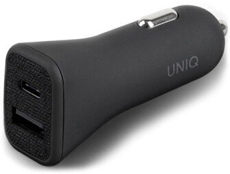 Автомобильное зарядное устройство Uniq Votra Duo P30 USB-C PD 18W, USB-A Black (VOTRADUO-BLACK)
