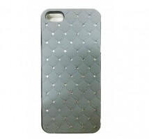Чехол накладка Rhombus для iPhone 5 / 5S со стразами на объемных ромбах (серая)