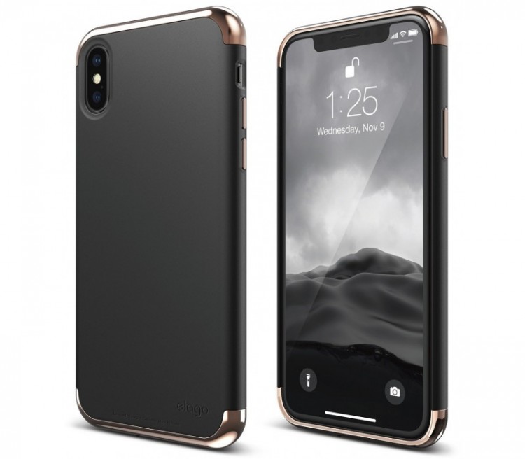 Чехол накладка Elago для iPhone X Empire Hard PC, Black/Rose gold (ES8EM-RGDBK)