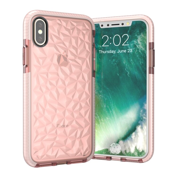 Гелевый чехол Diamond для iPhone X / XS с усиленной защитой (Pink)