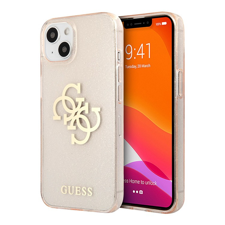 Чехол для iPhone 13 mini Guess TPU 4G Big logo Hard Glitter Gold (GUHCP13SPCUGL4GGO)