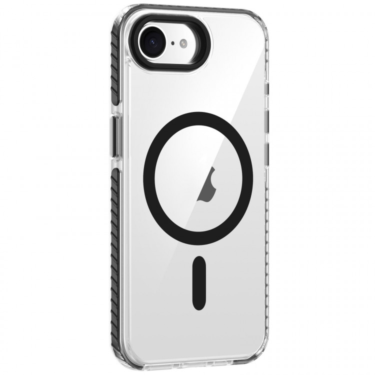 Прозрачный чехол с Magsafe для iPhone 16e, Airbag с усиленной защитой TPU + TPE + PC (Black)