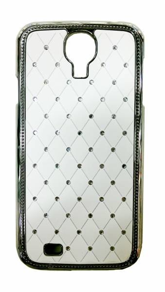 Чехол накладка Rhombus для Samsung Galaxy S4 со стразами на объемных ромбах (белая)