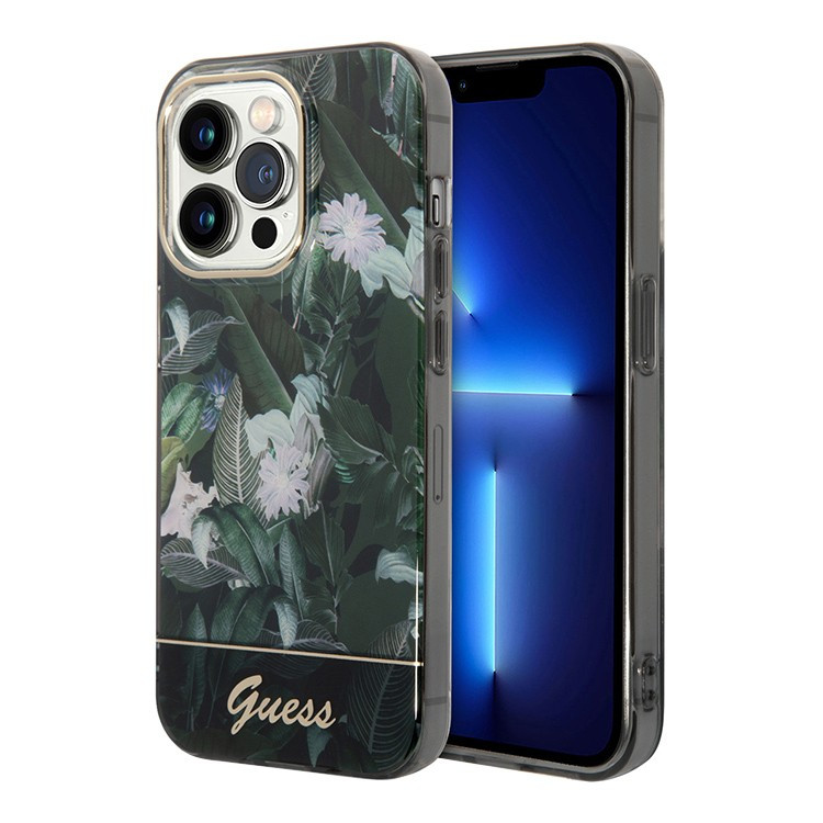 Чехол для iPhone 14 Pro Guess PC/TPU Jungle w Electroplated camera Hard Green (GUHCP14LHGJGHA)