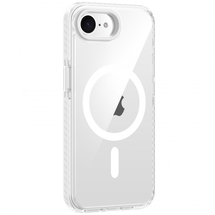 Прозрачный чехол с Magsafe для iPhone 16e, Airbag с усиленной защитой TPU + TPE + PC (White)