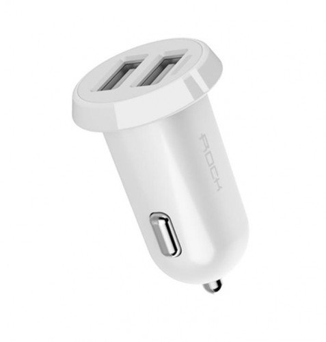 Автозарядка Rock 2.4A Ditor Car Charger 2 USB для смартфонов и планшетов, White (RCC0108)