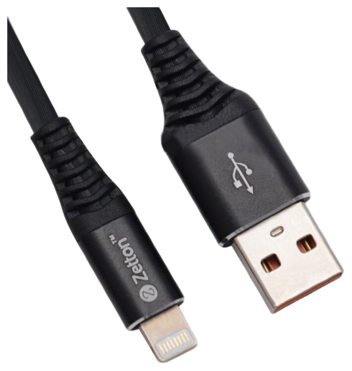 USB кабель Zetton Round 8 pin для Apple iPhone / iPad / iPod touch, lightning Black (ZTUSBRSTBKA8)