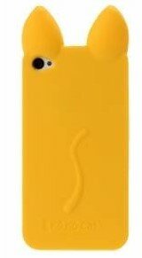 Силиконовый 3D чехол с ушками для iPhone 4 / 4S - KOKO (желтый)