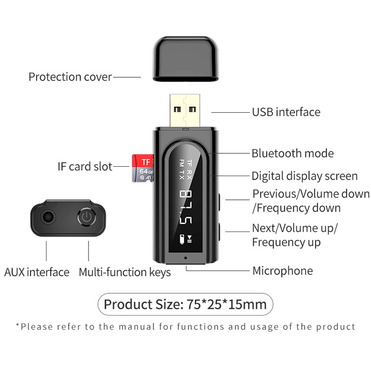 Купить беспроводной Bluetooth 5.0 ресивер трансмиттер с USB портом по ...