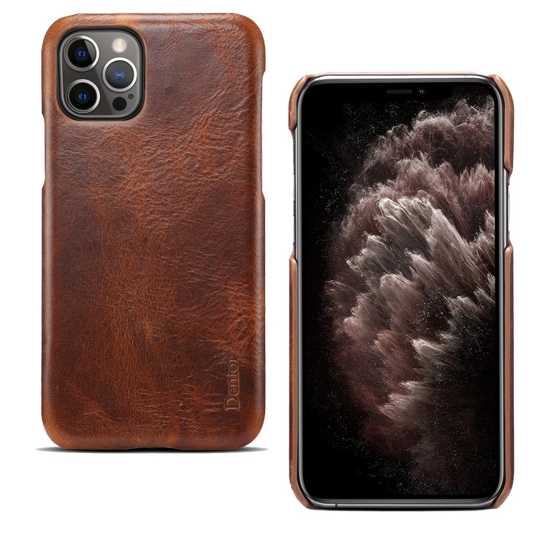 Кожаный чехол накладка для iPhone 12 / 12 Pro Denior genuine leather (Brown)