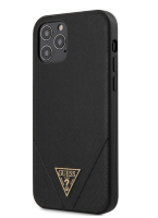 Чехол-накладка для iPhone 12 Pro Max (6.7) Guess Saffiano Triangle metal logo Hard PU, Black (GUHCP12LVSATMLBK)