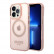 Чехол для iPhone 14 Pro Guess PC/TPU Metal outline Hard Translucent Pink/Gold (Magsafe) (GUHMP14LHTCMP)