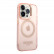 Чехол для iPhone 14 Pro Guess PC/TPU Metal outline Hard Translucent Pink/Gold (Magsafe) (GUHMP14LHTCMP)