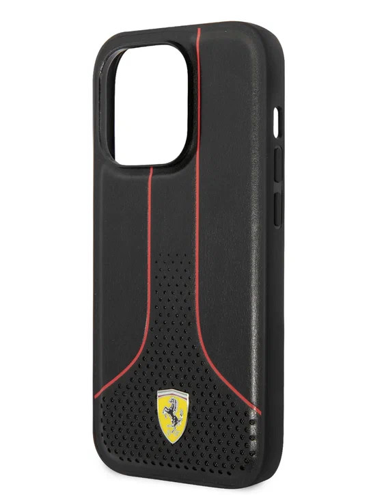 Чехол для iPhone 14 Pro Ferrari PU Smooth/Perforated 269P Hard Black (FEHCP14LPCSR)