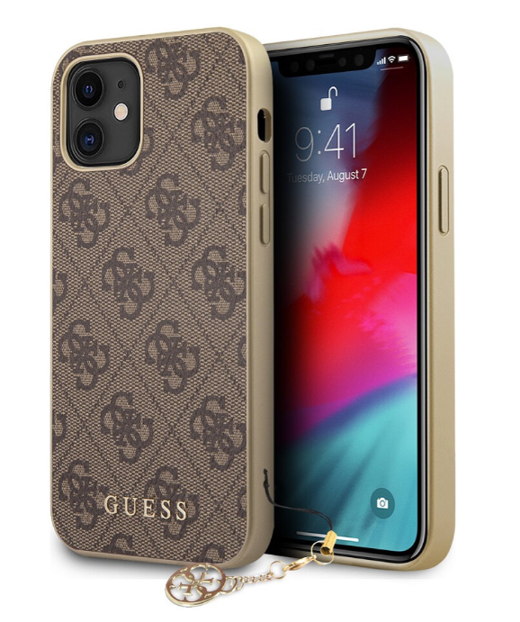 Чехол-накладка для iPhone 12 mini (5.4) Guess PU 4G Charms collection Hard, Brown (GUHCP12SGF4GBR)