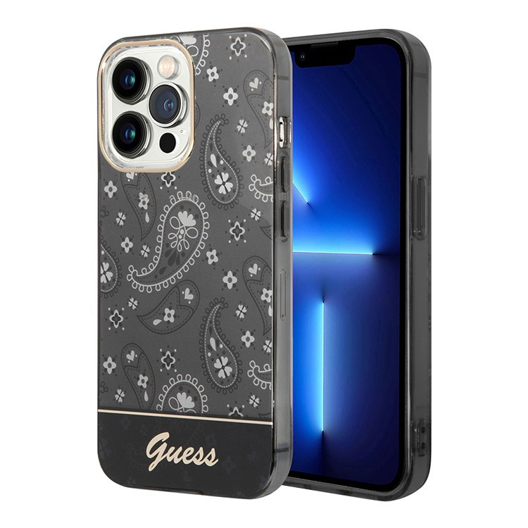 Чехол для iPhone 14 Pro Guess PC/TPU Paisley w Electoplated camera Hard Black (GUHCP14LHGBNHK)