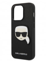 Чехол для iPhone 14 Pro Lagerfeld PU Saffiano Karl head Patch Hard Black (KLHCP14LSAPKHK)