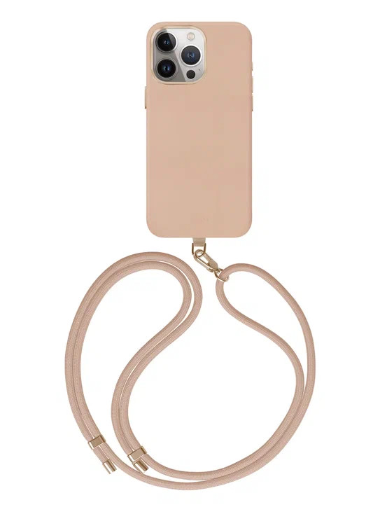 Чехол для iPhone 15 Pro Uniq COEHL MUSE Leatherette with Strap с MagSafe Dusty Nude
