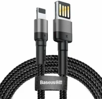 Кабель Baseus Cafule с реверсивным USB-Lightning 2.4A Kevlar Black, 1 метр