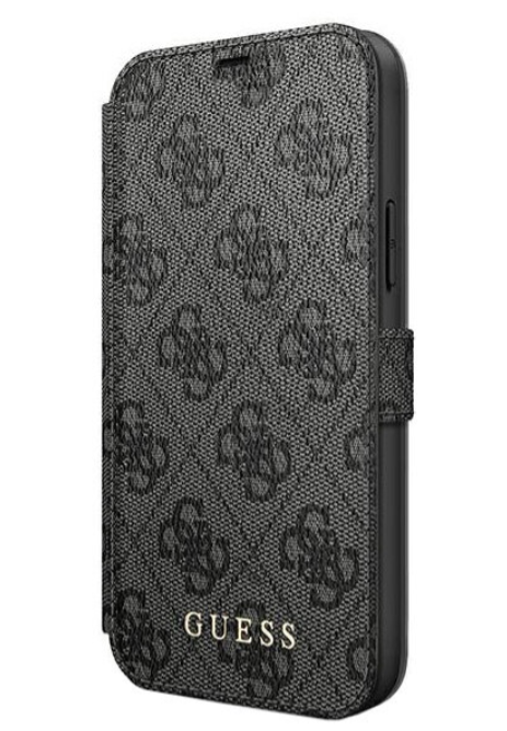 Чехол-книжка для iPhone 12 mini (5.4) Guess PU 4G collection Booktype, Grey/Black (GUFLBKSP12S4GG)