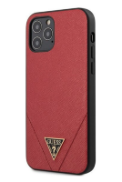 Чехол-накладка для iPhone 12 Pro Max (6.7) Guess Saffiano Triangle metal logo Hard PU, Red (GUHCP12LVSATMLRE)