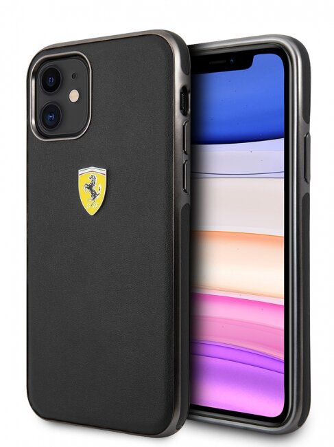 Чехол-накладка для iPhone 11 Ferrari On-Track PU Leather Urban Hard Black (FESSCHCN61BK)