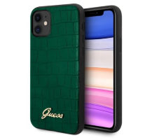 Чехол-накладка для iPhone 11 Guess Animal Croco with metal logo Hard PU, Green (GUHCN61PCUMLCRDG)