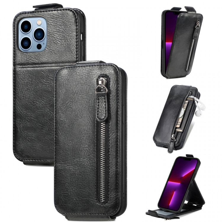 Кожаный чехол с вертикальным флипом для iPhone 11 Pro Max (Black)
