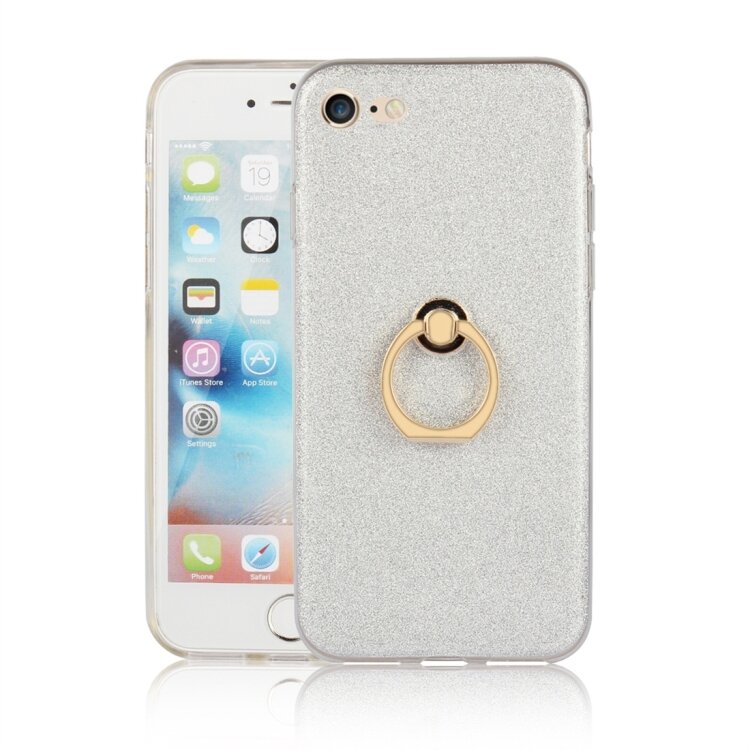 Блестящий гелевый чехол для iPhone 8 / 7 / SE 2020 Glitter Powder с кольцом держателем (White)