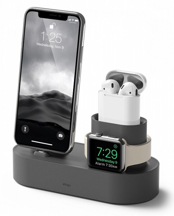 Док-станция Elago 3-in-1 Charging Hub для устройств Apple, Dark Grey (EST-TRIO-DGY)