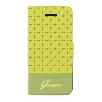 Кожаный чехол книжка для iPhone 5C Guess GIANINA Booktype Yellow (GUFLBKPMPEY)