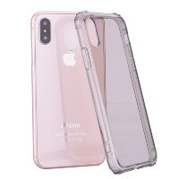 Силиконовый прозрачный чехол для iPhone X / XS противоударный с усиленными гранями (Grey)