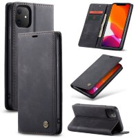 Кожаный чехол книжка CaseMe для iPhone 11 с подставкой и разъемом для карточек (Black)