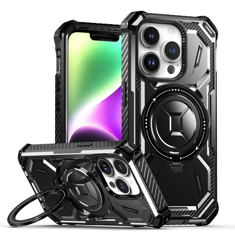 Противоударный чехол Armor для iPhone 15 Pro с держателем подставкой (Black)
