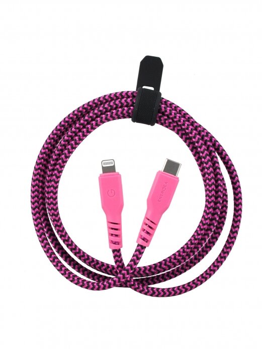 Кабель EnergEA FibraTough USB-C - Lightning MFI Pink, 1.5 метра (CBL-FTCL-PNK150)