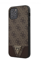 Чехол-накладка для iPhone 12 mini (5.4) Guess PU 4G Triangle metal logo Hard, Brown (GUHCP12SPU4GHBR)